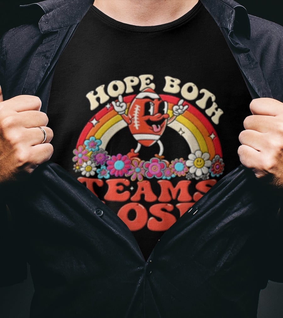 Hope Both Teams Lose Football Rainbow Flowers Cartoon T-Shirt