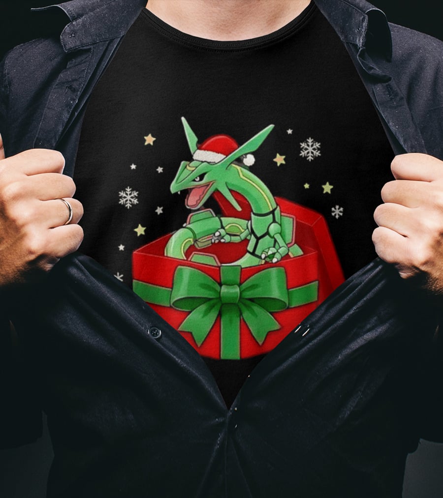 Rayquaza Christmas Box Pokémon Holiday Celebration T-Shirt
