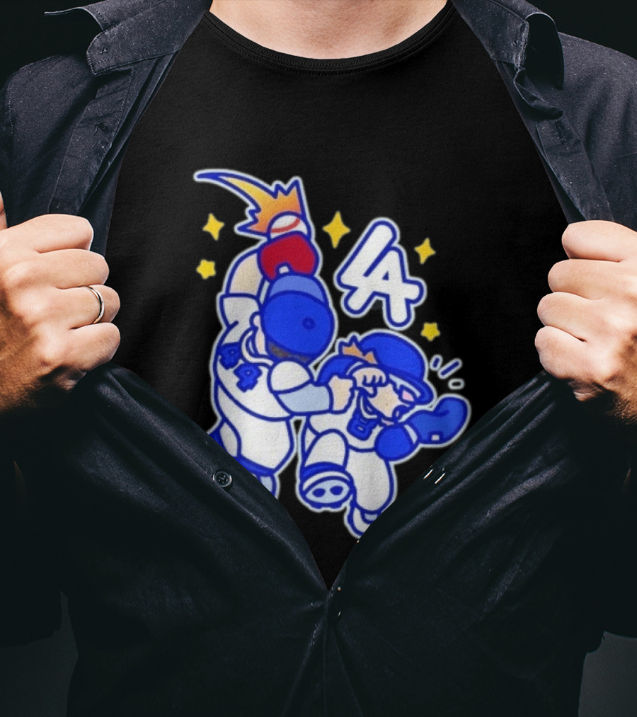 Shohei Ohtani Mookie Betts Cartoon LA Dodgers Baseball Clash T-Shirt