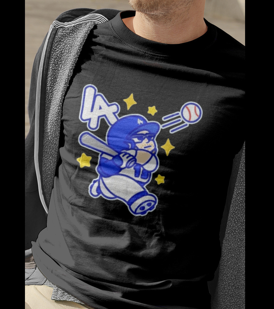LA Dodgers No 15 Cartoon Player Baseball T-Shirt