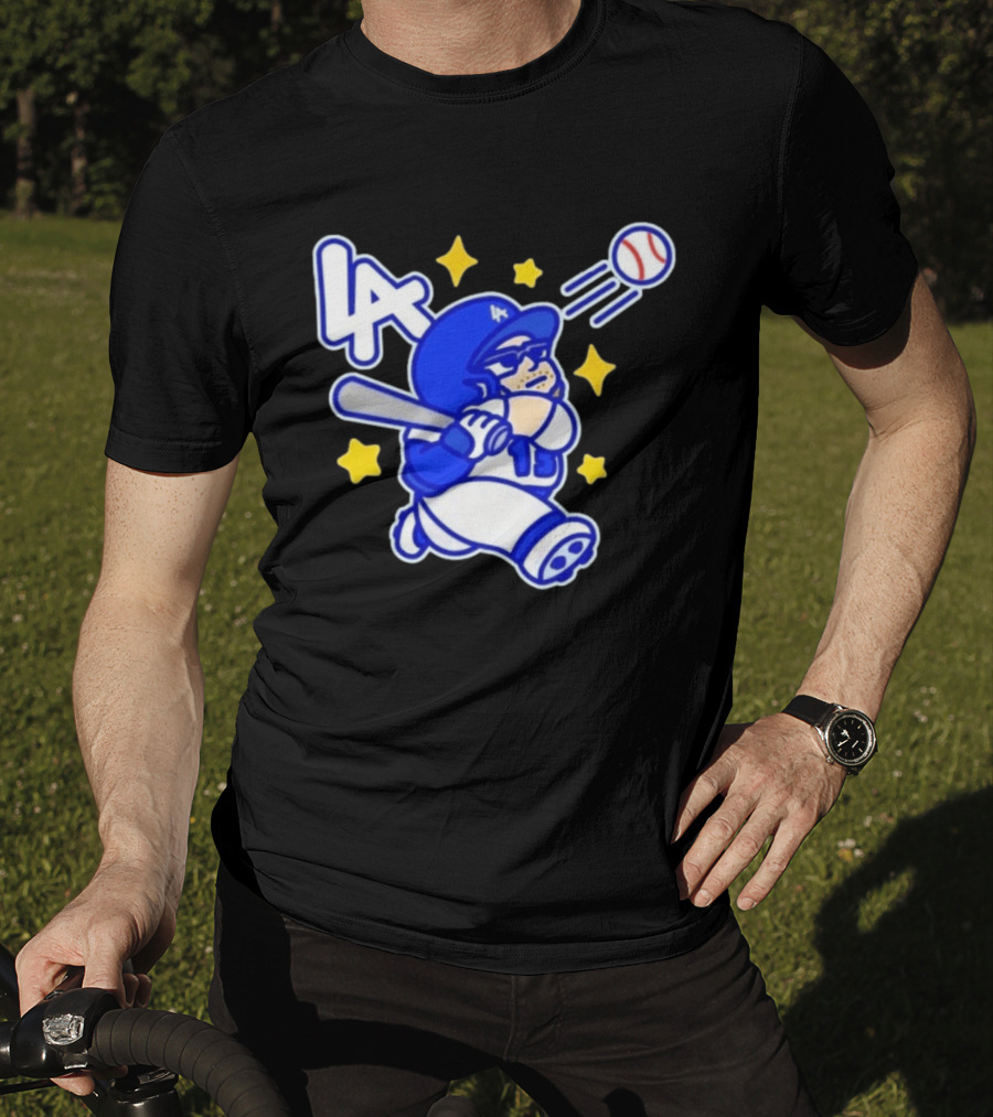 LA Dodgers No 15 Cartoon Player Baseball T-Shirt