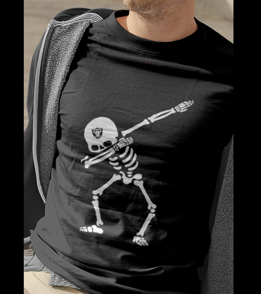 Las Vegas Raiders Dabbing Skeleton Football Fan Gear T-Shirt