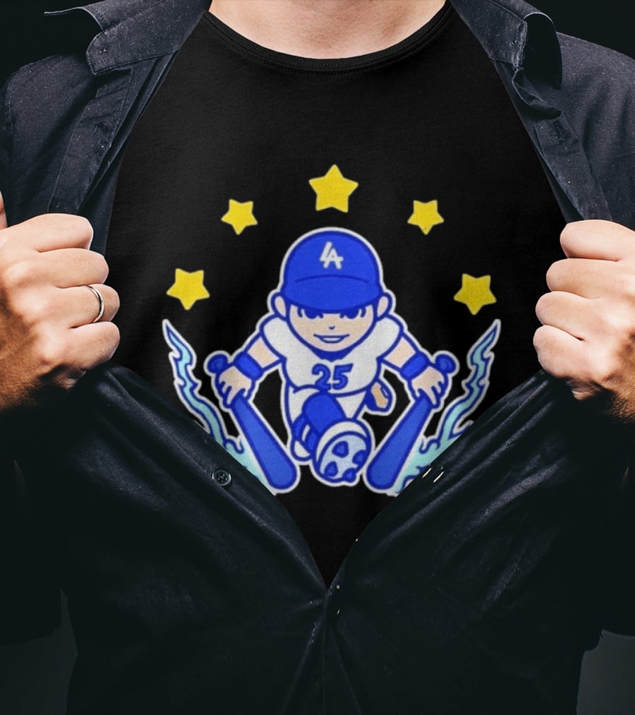 Shohei Ohtani LA Dodgers No 25 Chunkytani Tommy Two Hands Star Player T-Shirt