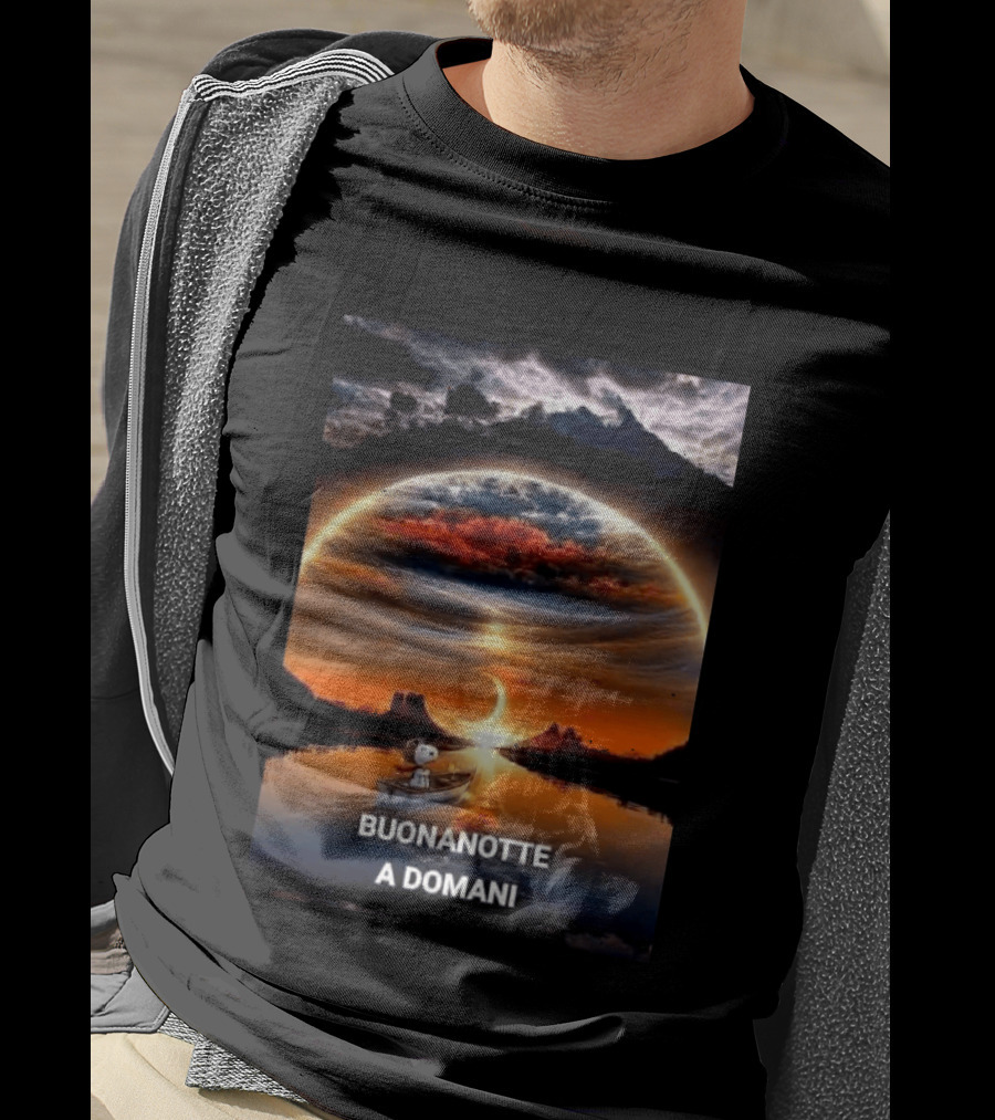 Snoopy Buonanotte A Domani Sunset Reflection T-Shirt