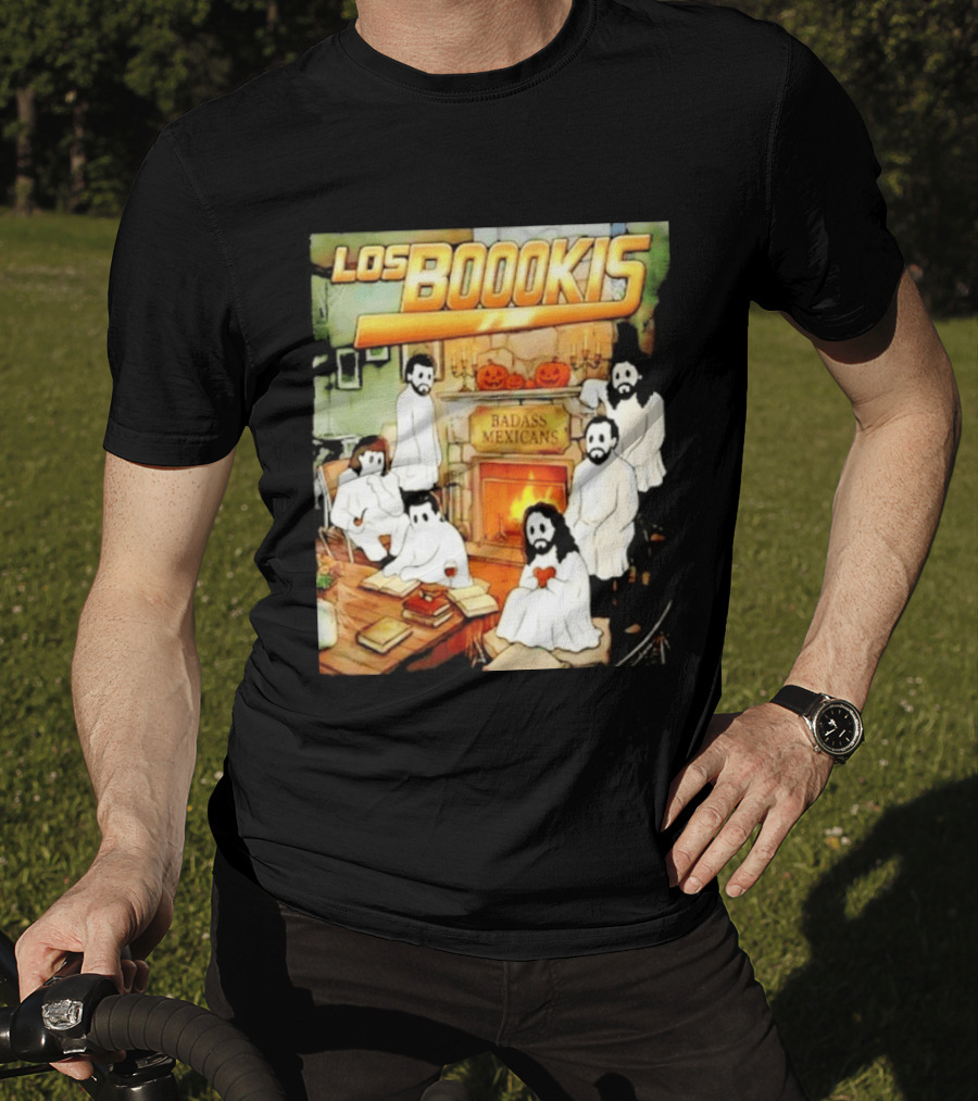 Los Boookis Badass Mexicans Marco Antonio Solis Halloween Fireplace Scene T-Shirt
