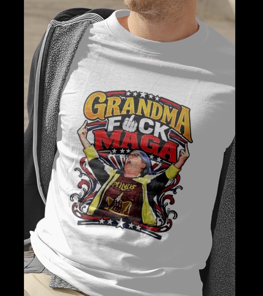 Grandma Fuck Maga Protest Middle Finger Gesture T-Shirt