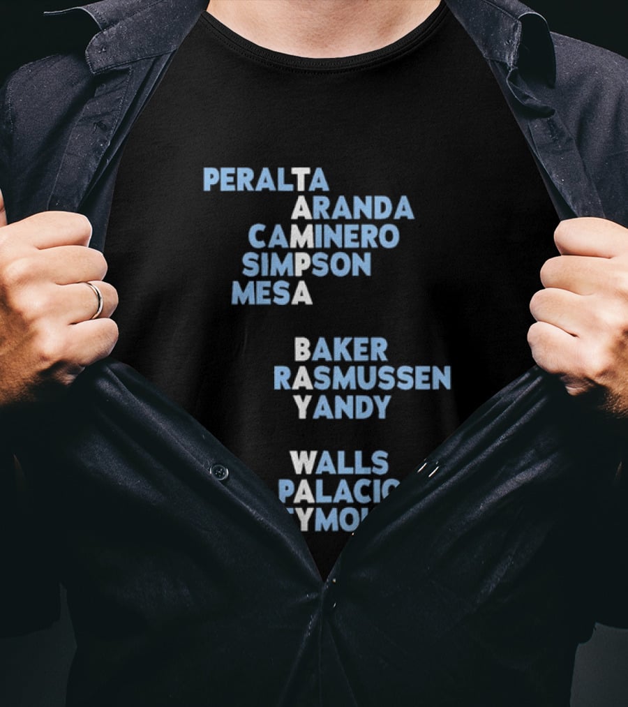 Tampa Bay Rays Player Roster List Peralta Aranda Caminero Simpson Mesa Baker Rasmussen Yandy Walls Palacios Seymour T-Shirt