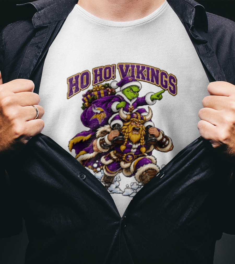 Ho Ho Vikings Grinch Christmas Minnesota Football T-Shirt