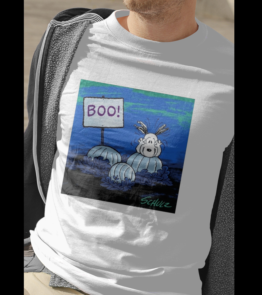 BOO Snoopy Pumpkin Patch Season Halloween Scene By Schulz T-Shirt