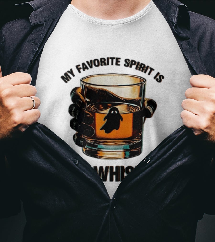 My Favorite Spirit Is Rye Whiskey Ghost Glass T-Shirt