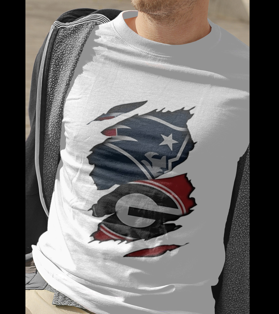 New England Patriots Georgia Bulldogs Torn Fabric T-Shirt