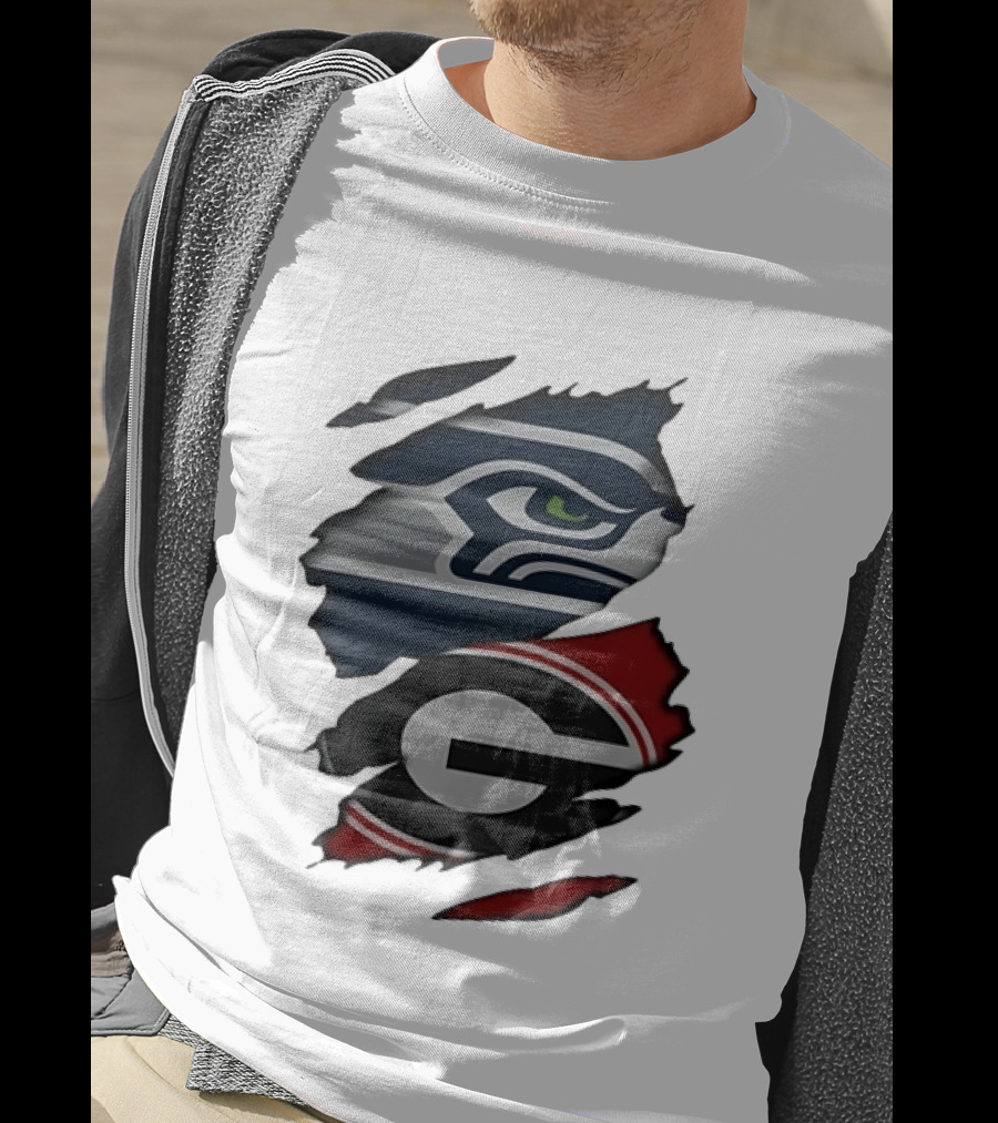 Seattle Seahawks Georgia Bulldogs Ripped T-Shirt