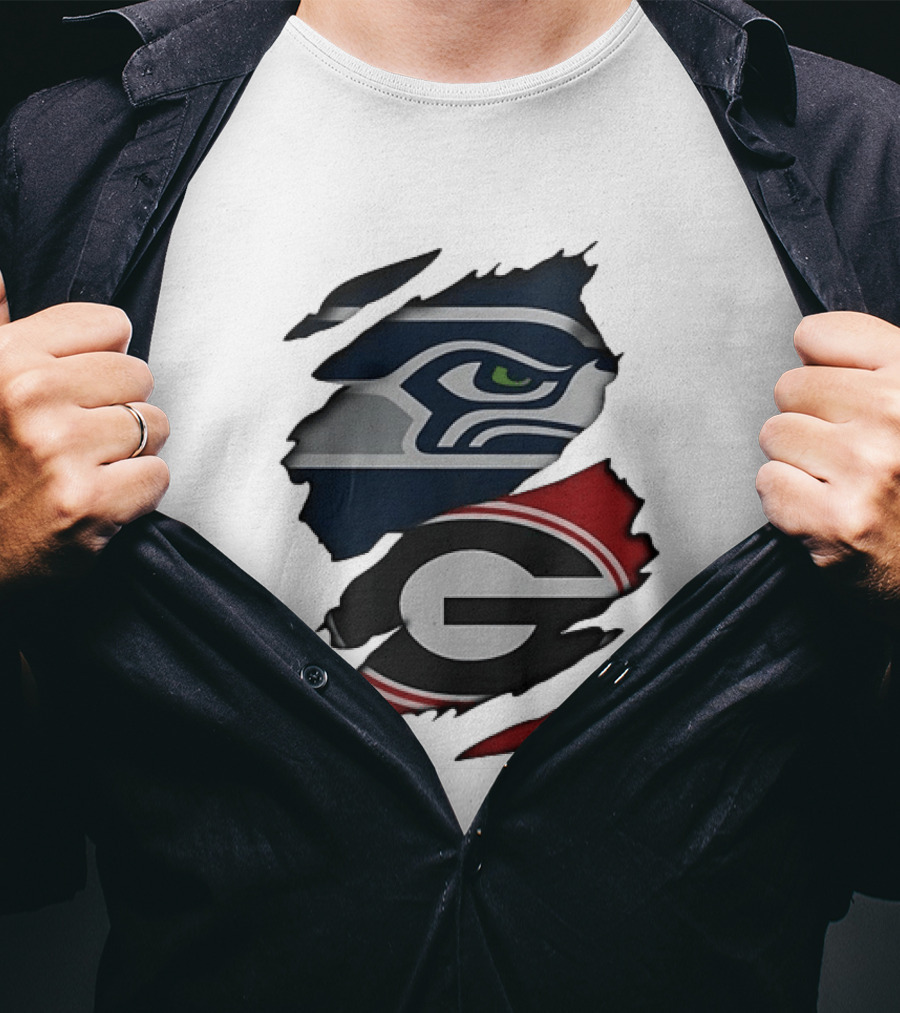 Seattle Seahawks Georgia Bulldogs Ripped T-Shirt
