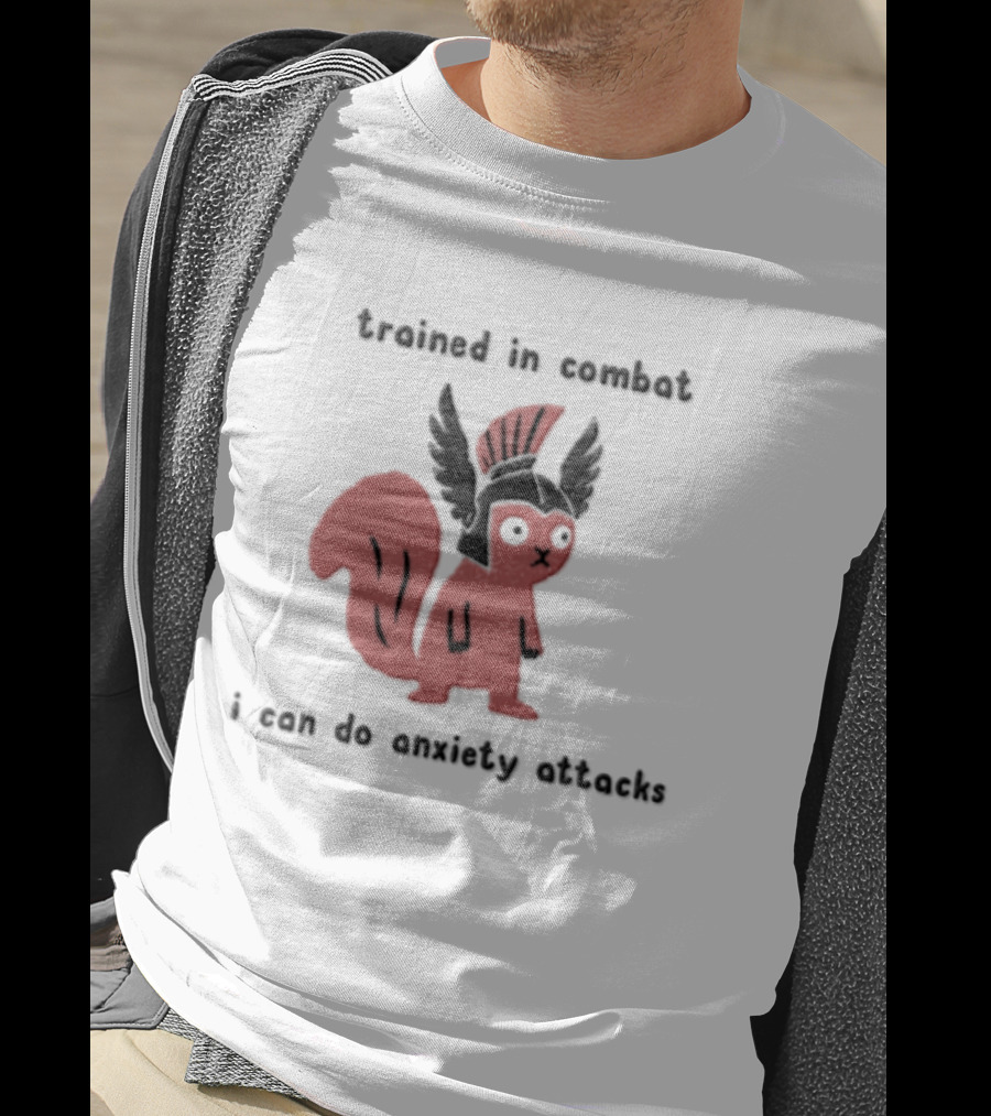 Trained In Combat Pink Squirrel Spartan Helmet Anxiety Attacks T-Shirt