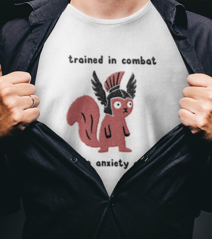 Trained In Combat Pink Squirrel Spartan Helmet Anxiety Attacks T-Shirt