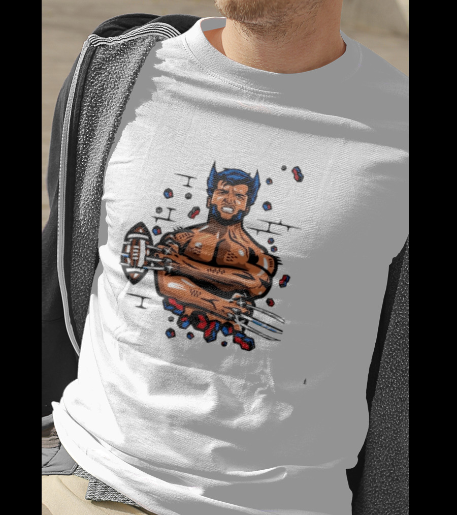 Wolverine Football Player With Adamantium Claws Holding Football T-Shirt