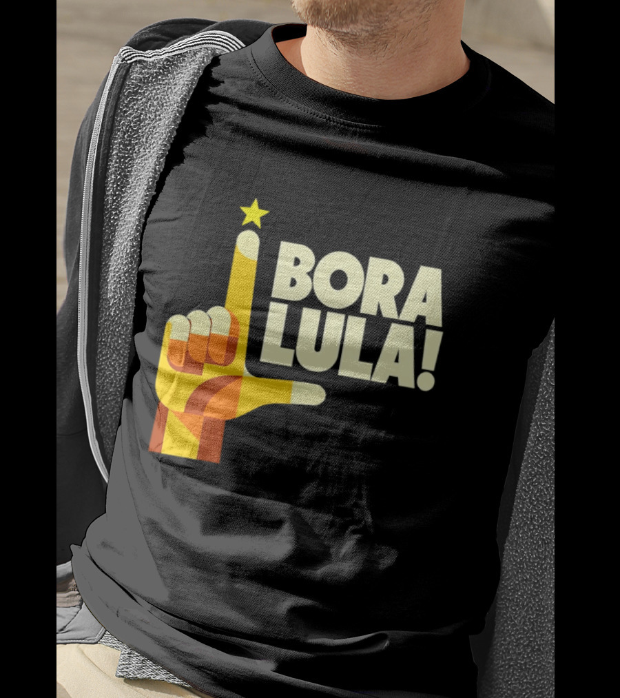 Bora Lula Political Campaign Brazil President Star Hand Gesture T-Shirt