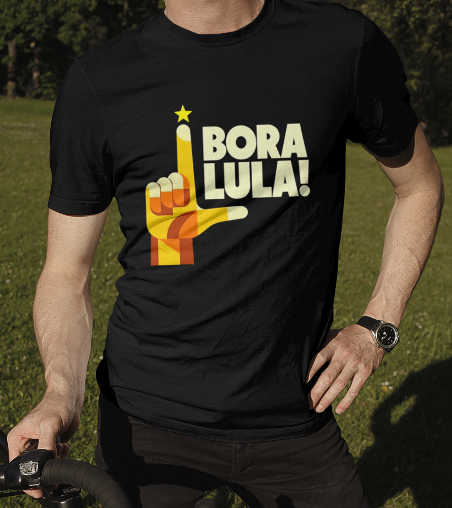Bora Lula Political Campaign Brazil President Star Hand Gesture T-Shirt