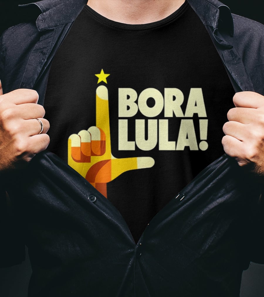 Bora Lula Political Campaign Brazil President Star Hand Gesture T-Shirt