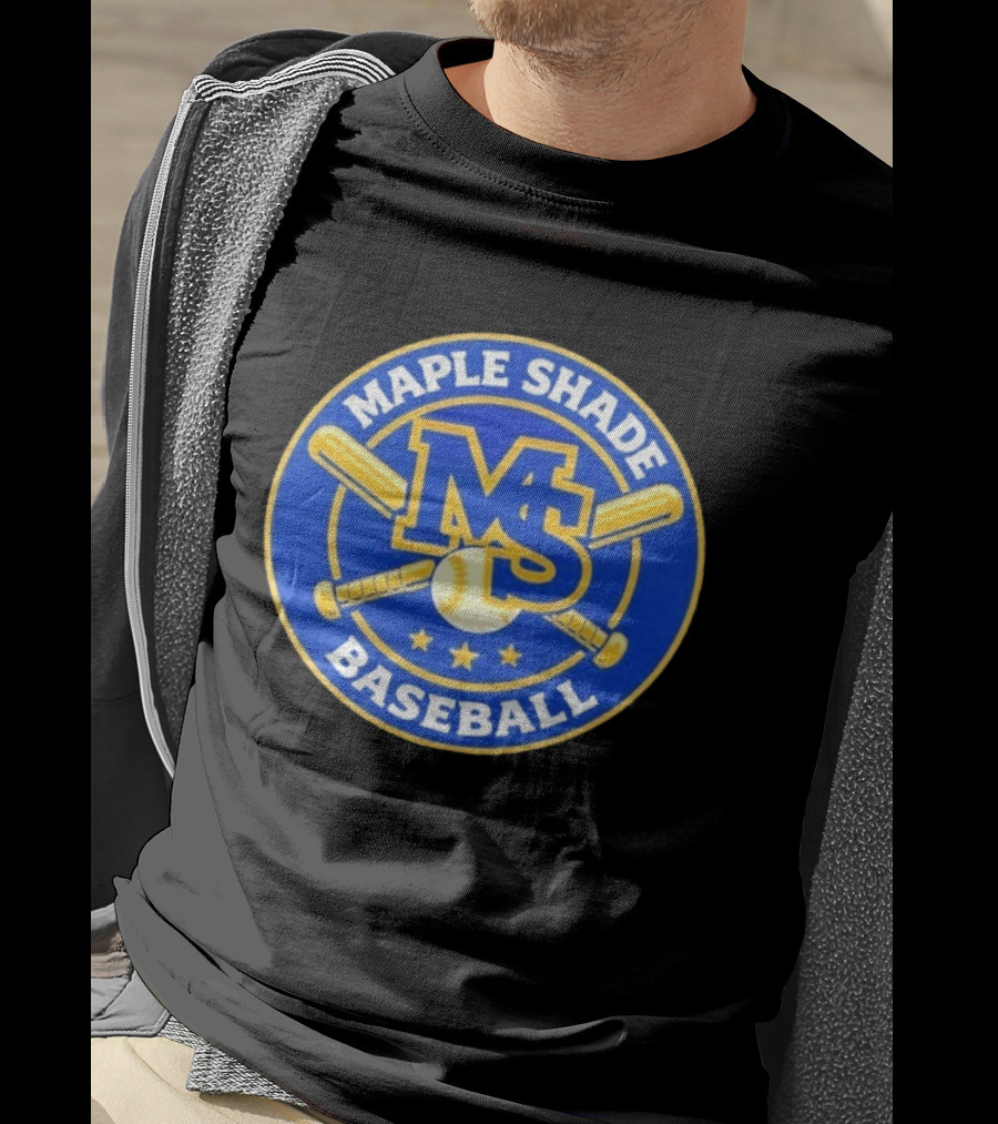 Maple Shade Baseball MS Batt Ball Logo Three Stars T-Shirt