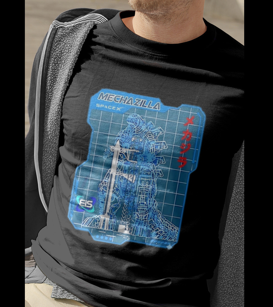 Mechazilla SpaceX Blueprint Starship Rocket Japanese Kanji Eis T-Shirt