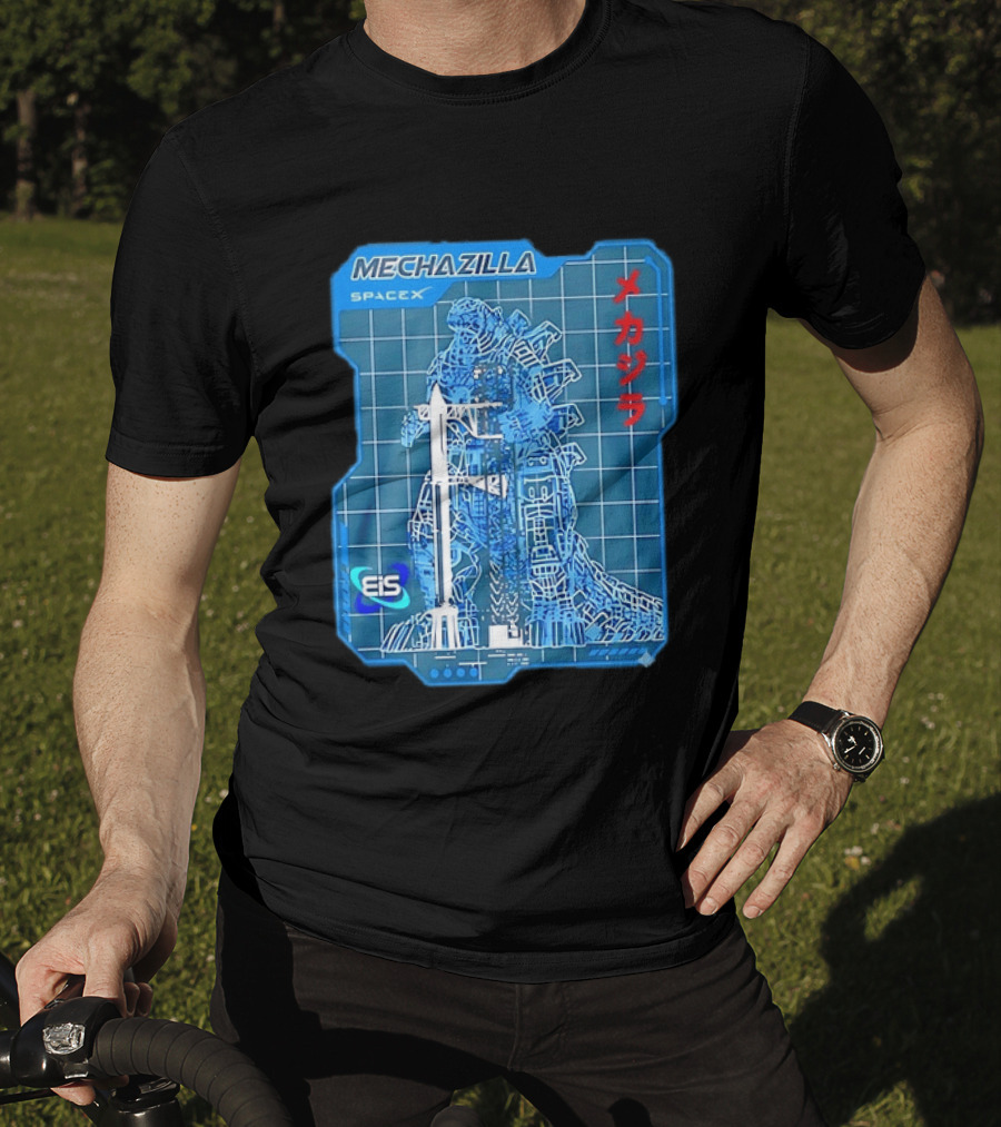 Mechazilla SpaceX Blueprint Starship Rocket Japanese Kanji Eis T-Shirt