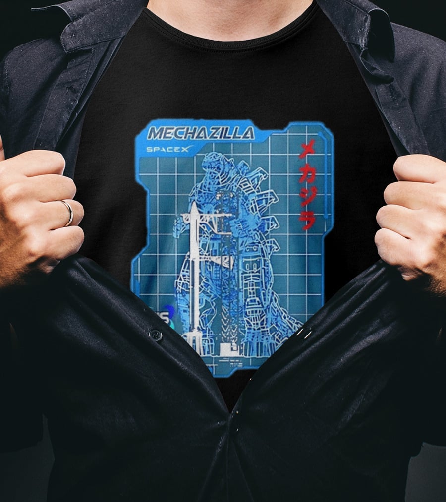 Mechazilla SpaceX Blueprint Starship Rocket Japanese Kanji Eis T-Shirt