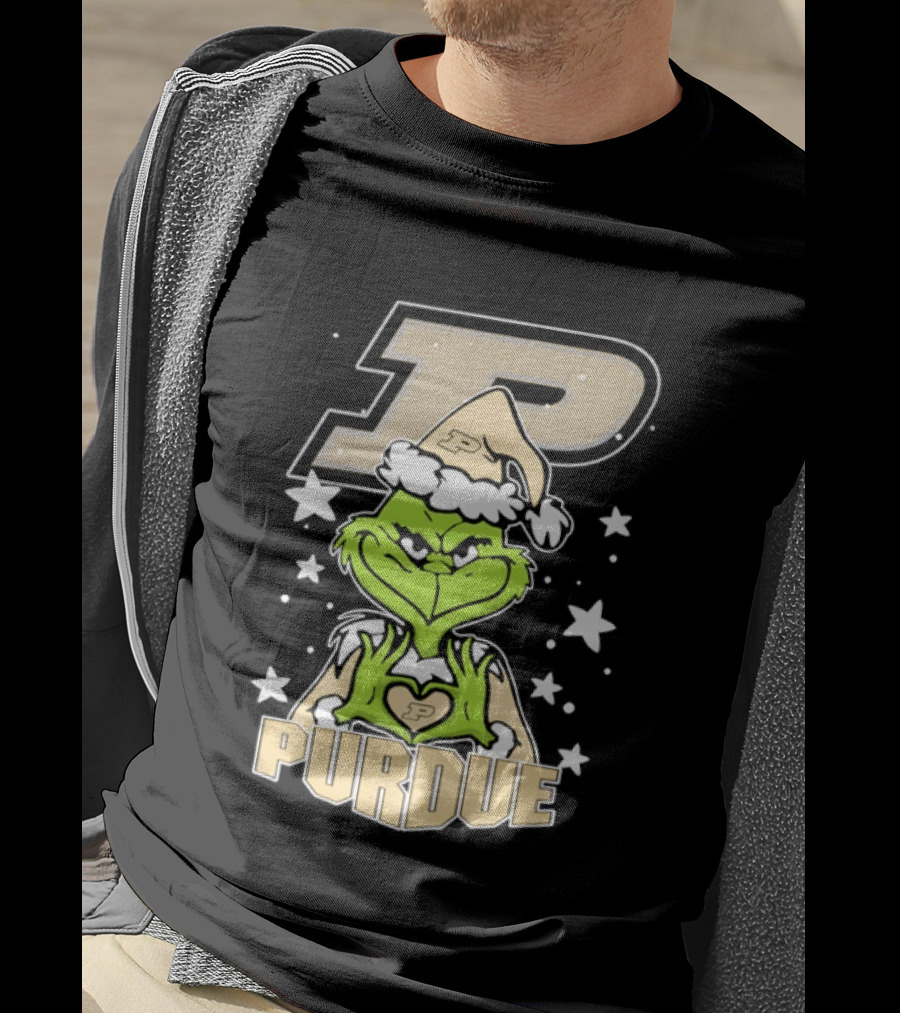 Purdue Boilermakers Christmas Grinch Heart T-Shirt