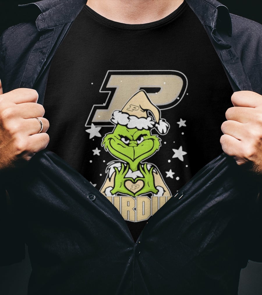 Purdue Boilermakers Christmas Grinch Heart T-Shirt