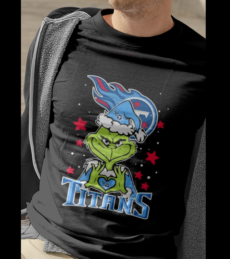 Grinch Tennessee Titans Christmas Licensed NFL Team Holiday T-Shirt