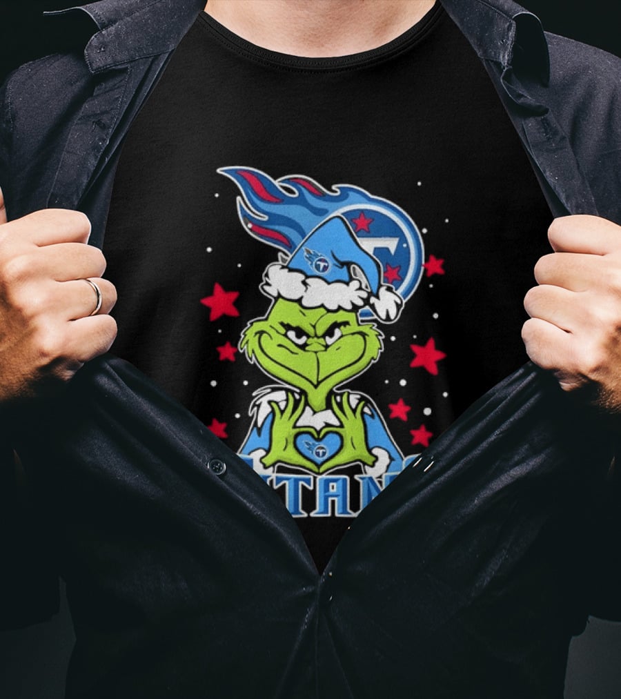Grinch Tennessee Titans Christmas Licensed NFL Team Holiday T-Shirt