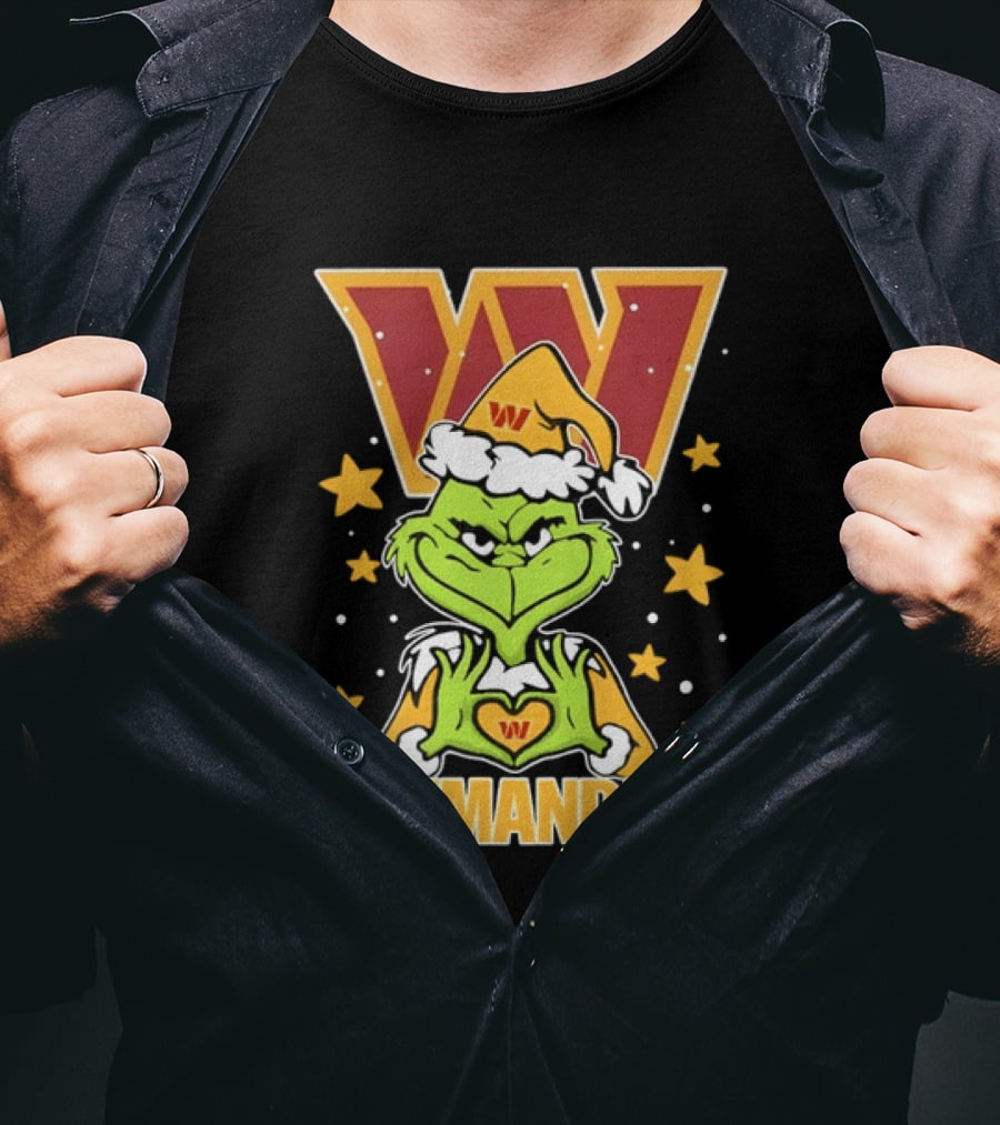 The Grinch Christmas W Commanders Football Team T-Shirt