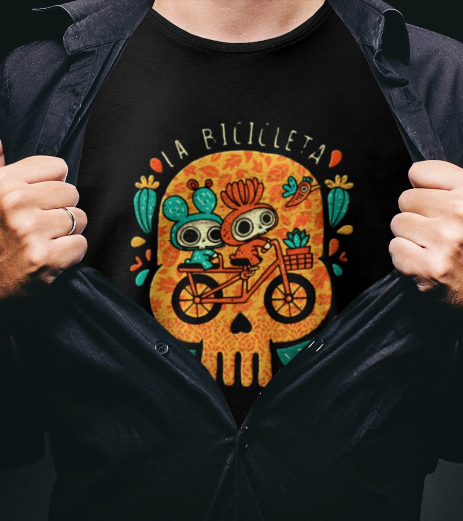 La Bicicleta Calavera Skeletons Day Of The Dead Sugar Skull T-Shirt