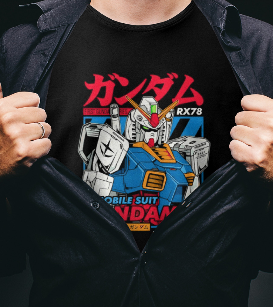 Mobile Suit Gundam RX 78 Iconic First Series Japanese Kanji T-Shirt