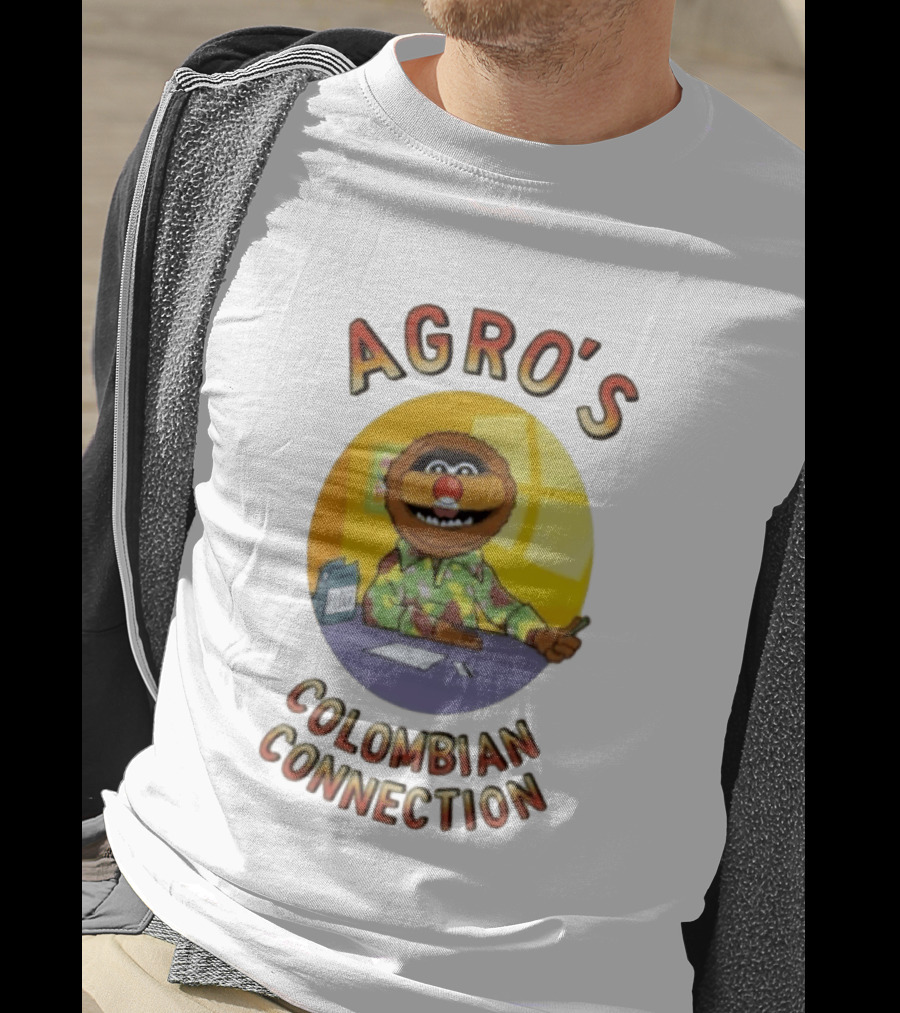 Agro's Colombian Connection Funny Character With Desk And Papers T-Shirt