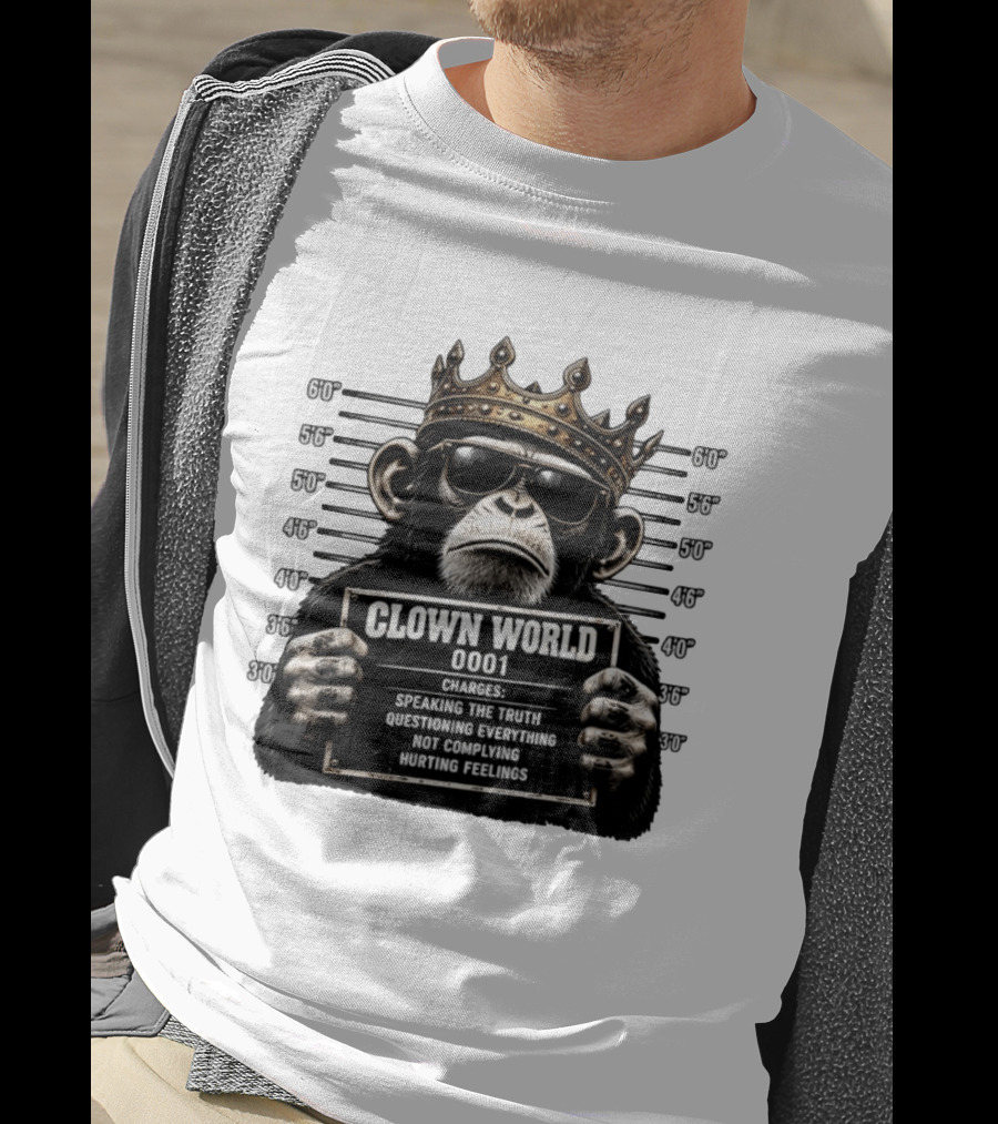 Clown World Shot Monkey Truth Questioning Non Compliance Charges T-Shirt