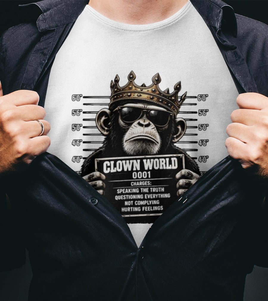 Clown World Shot Monkey Truth Questioning Non Compliance Charges T-Shirt