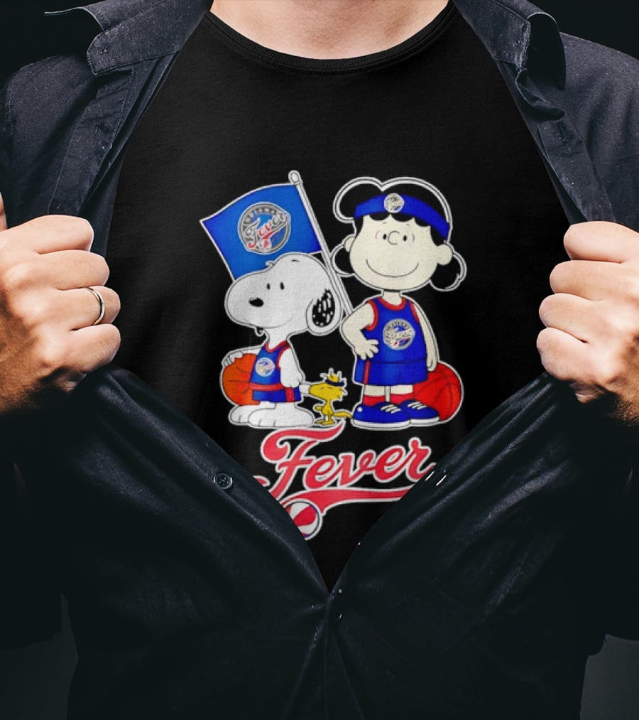 Peanuts Snoopy And Lucy Indiana Fever Basketball Team Fan Characters T-Shirt