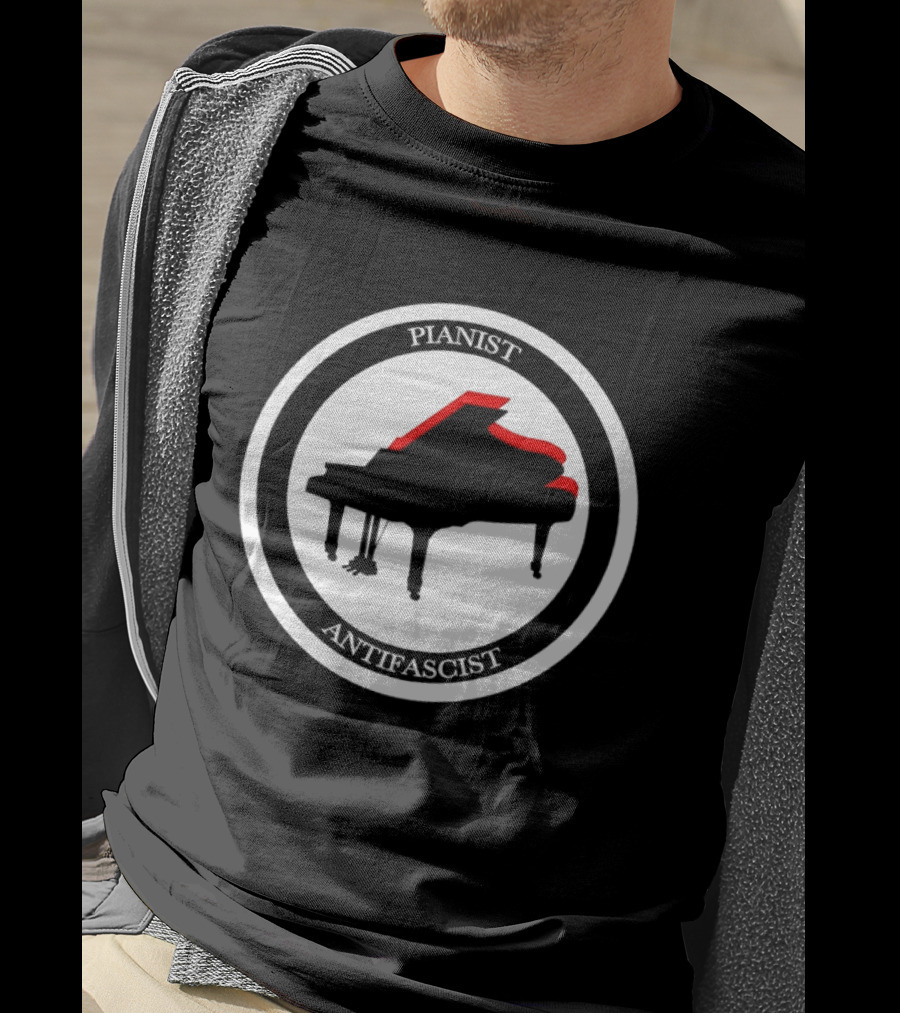Pianist Antifascist Grand Piano Music T-Shirt