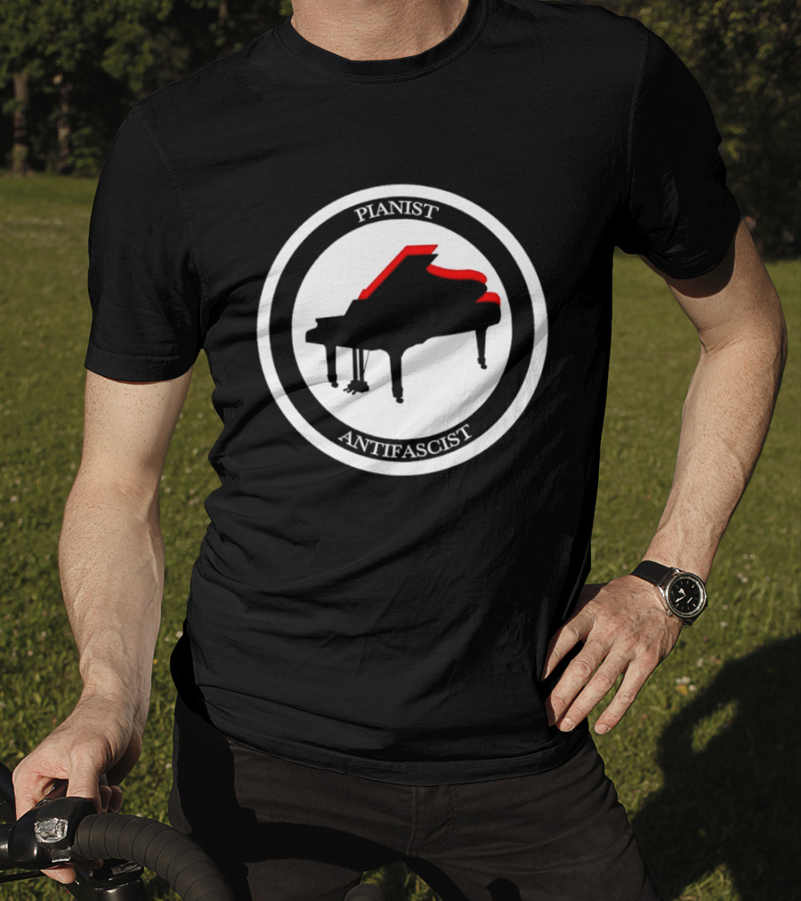Pianist Antifascist Grand Piano Music T-Shirt