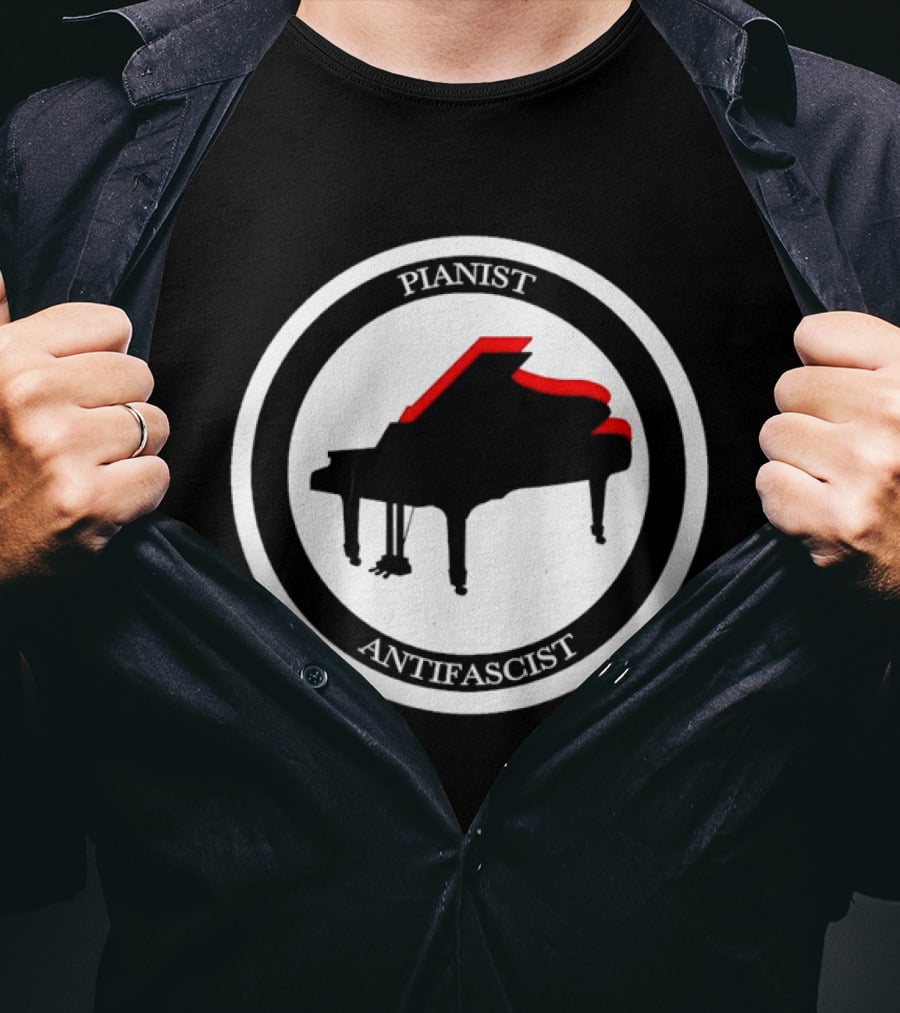 Pianist Antifascist Grand Piano Music T-Shirt