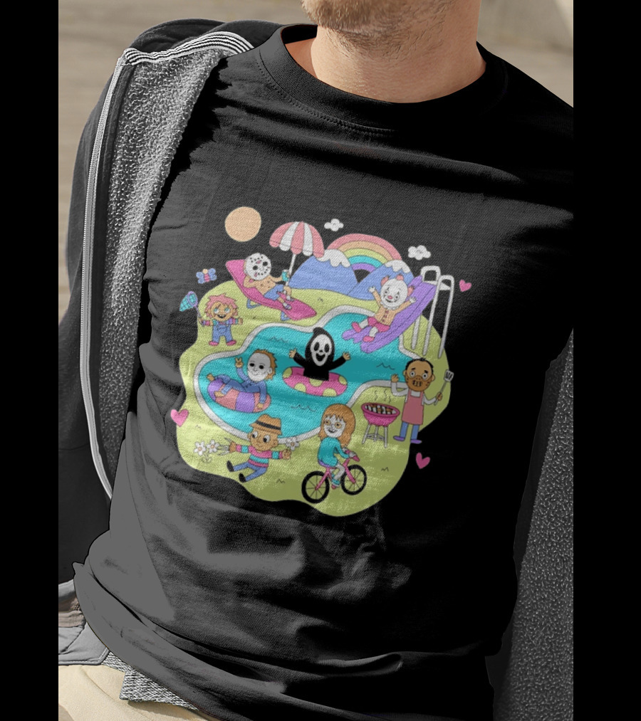 Horror Movie Villains Pool Party Fun By Sean Solomon T-Shirt