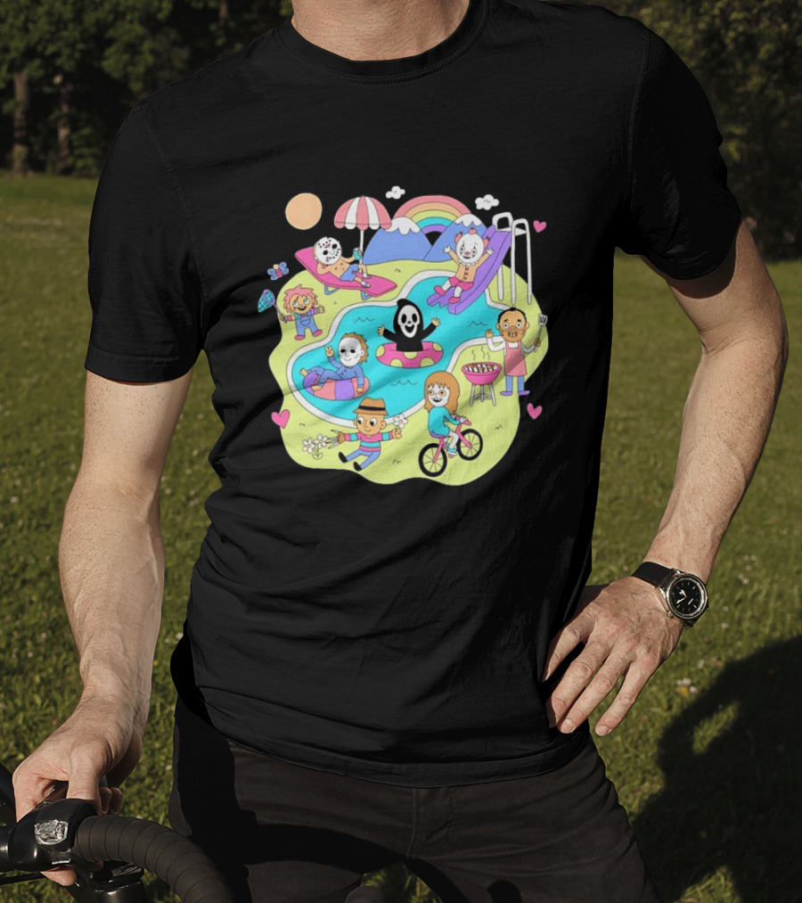 Horror Movie Villains Pool Party Fun By Sean Solomon T-Shirt