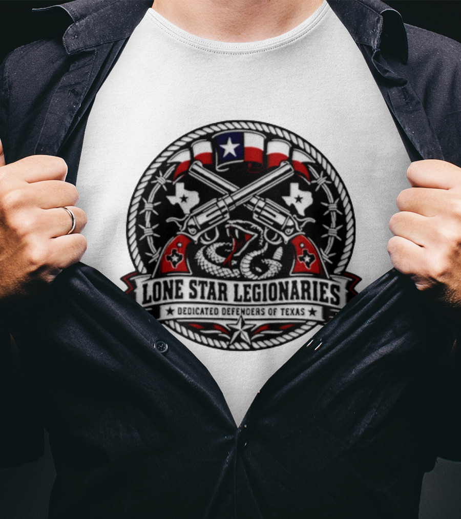 Lone Star Legionaries Texas Pride Snake Pistols Flag T-Shirt