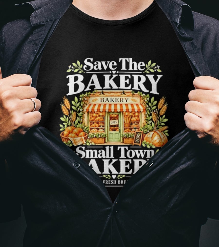 Save The Bakery Small Town Support Local Fresh Bread Main Street T-Shirt