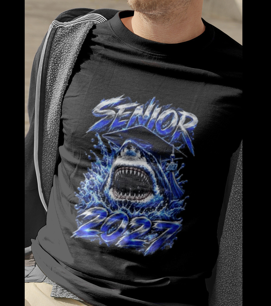 Senior Shark 2027 Graduation Class School T-Shirt