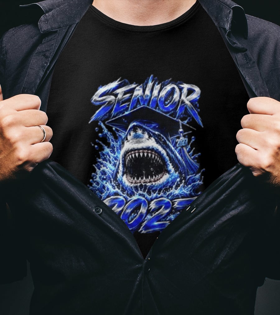 Senior Shark 2027 Graduation Class School T-Shirt