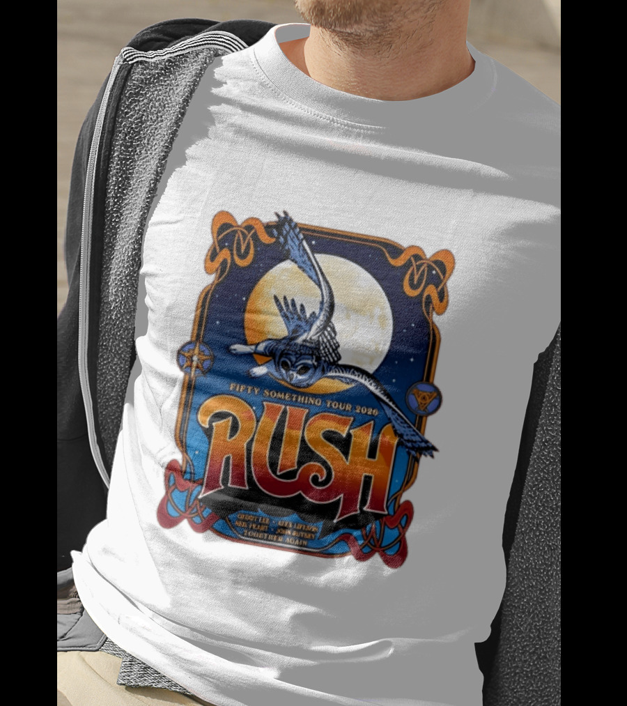 Rush Fifty Something Tour 2026 Geddy Lee Alex Lifeson Neil Peart John Rutsey Together Again Owl Moon T-Shirt