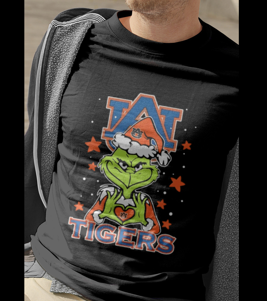 Grinch Auburn Tigers Christmas NCAA Holiday Spirit T-Shirt