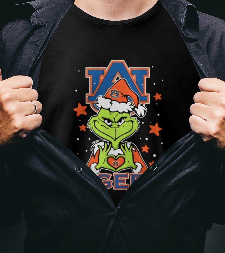 Grinch Auburn Tigers Christmas NCAA Holiday Spirit T-Shirt